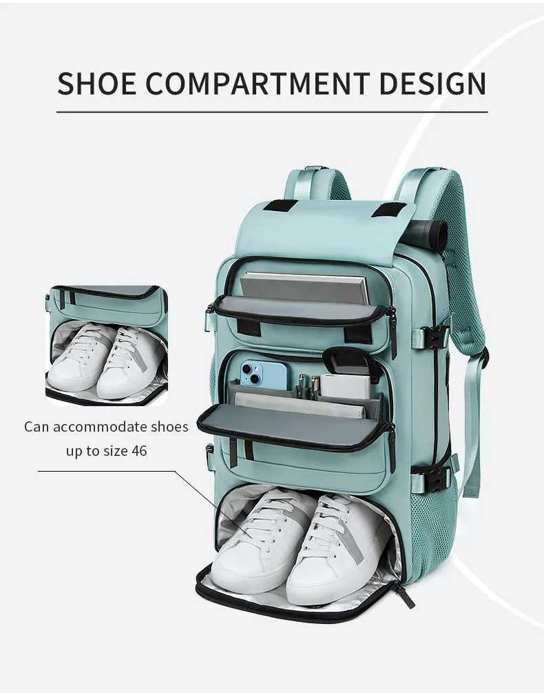 XOKY Large Travel Backpack Boardable Backpack USB Charging Waterproof Outdoor Travel Backpack independent shoe compartment 8102 S250728