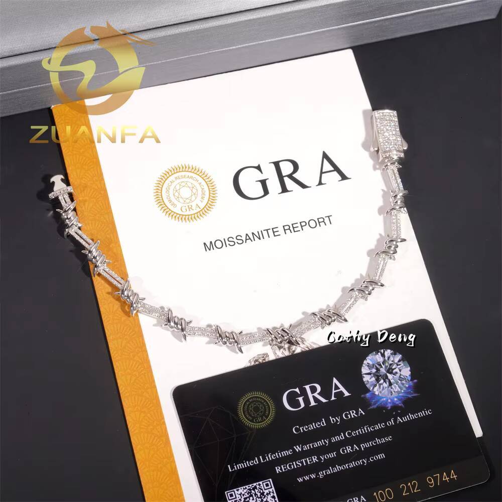 6mm 925 Silver Twisted Cuban Link Chain Iced Out Jewelry Moissanite Hip Hop Bracelet Lab Diamond Cuban Link Bracelet