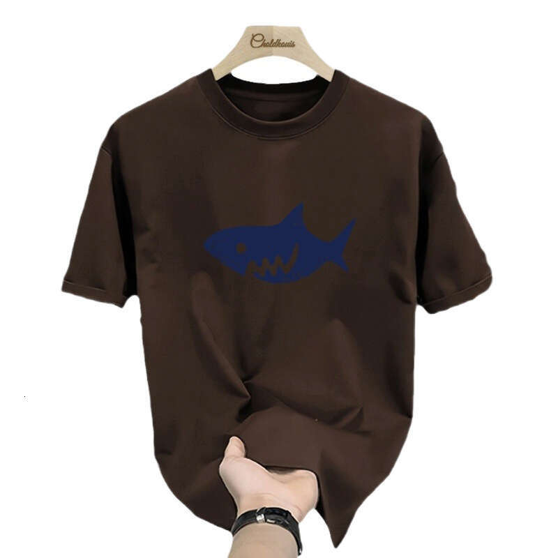 Designer T Shirt American Style Heavyweight Short Sleeve T-Shirt For Men, Summer Trendy Loose Fit, Screen Printed, Thick Breathable Pure Cotton Base S