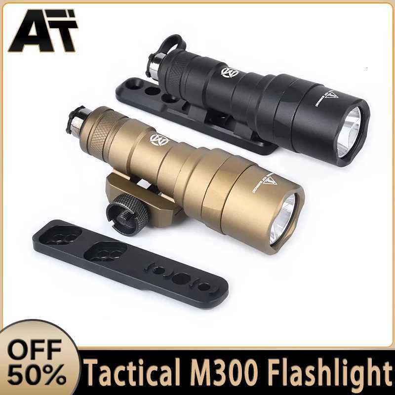 300 Tactical Flashlight SF 300C LED Scout Light With M-LOK Keymod Offset Mounting Base Airsoft Hunting Weapon Accessory XJ250728