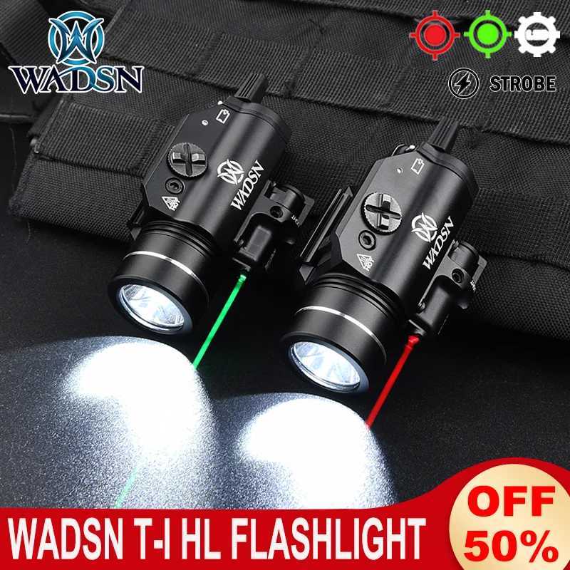 WADSN T-1 HL Hanging Flashlight Red Green Dot Laser Scout Light Strobe White LED Spotlight 800 Lumens Pistol Lamp G 17 18 19 R250728