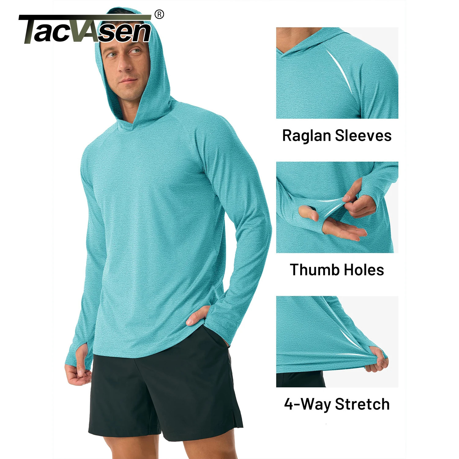 50 Sun Protection Hoodie Shirts Mens Long Sleeve T-shirts Lightweight Quick Dry Pullovers Swim Fishing Tee Tops 250723