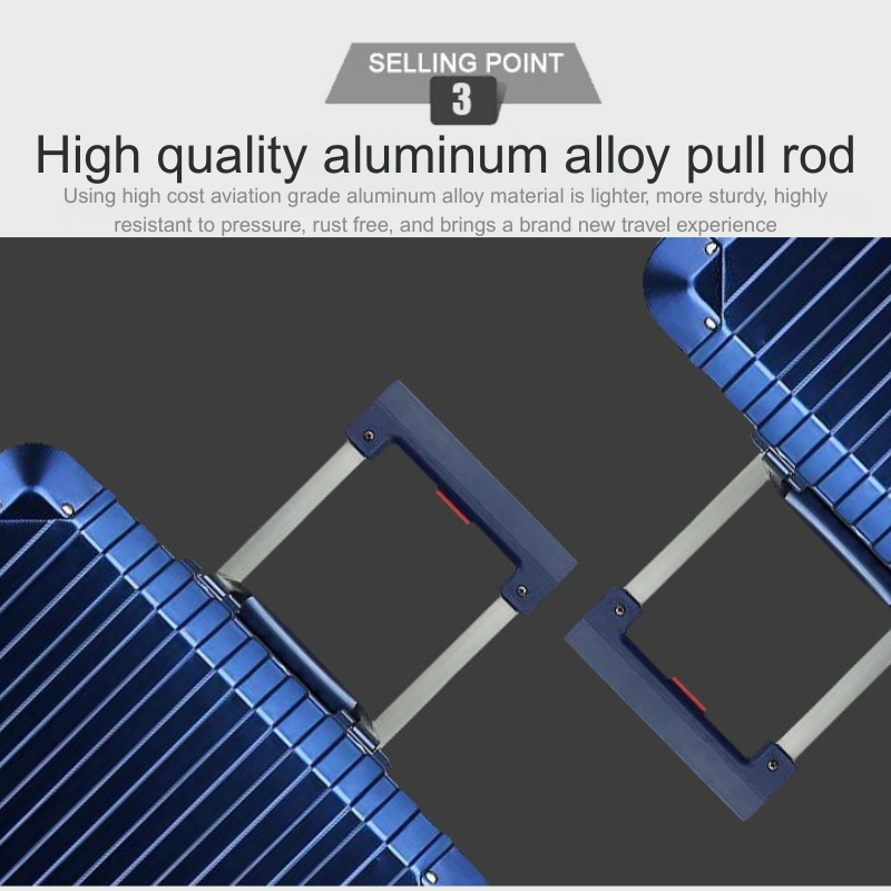 Aluminum-Magnesium Alloy Lightweight Rolling Luggage - Durable 20 Inch Cabin Suitcase for Easy Travele