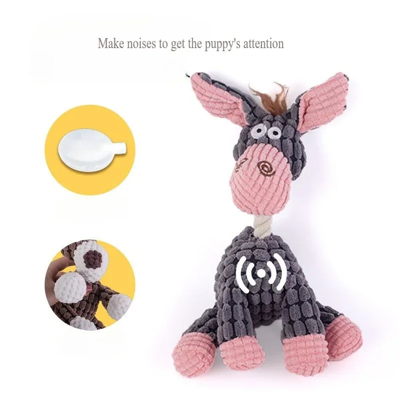 Dog Sounding Toy Molar Training Decompress Interactive Bite Resistant Donkey Shape Plush Toys Pet Supplies Accessories 250729