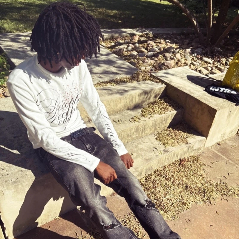 2K Harajuku Casual Long Sleeve Print Letter Deceiver Retro Tops Hip Hop Gothic Trendy Streetwear Oversized Unisex Pullover 250729