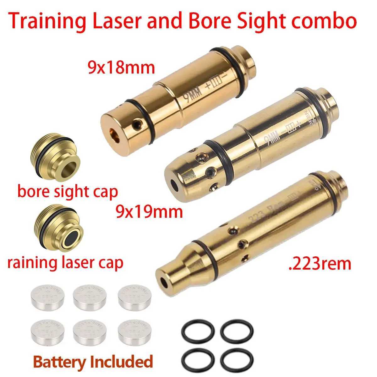 919mm Laser Training Bullet Bore Sight 2 in 1 Dual Purpose Pointer for Dry Fire Snap Caps for 918mm .223 223rem CaliberXJ250728