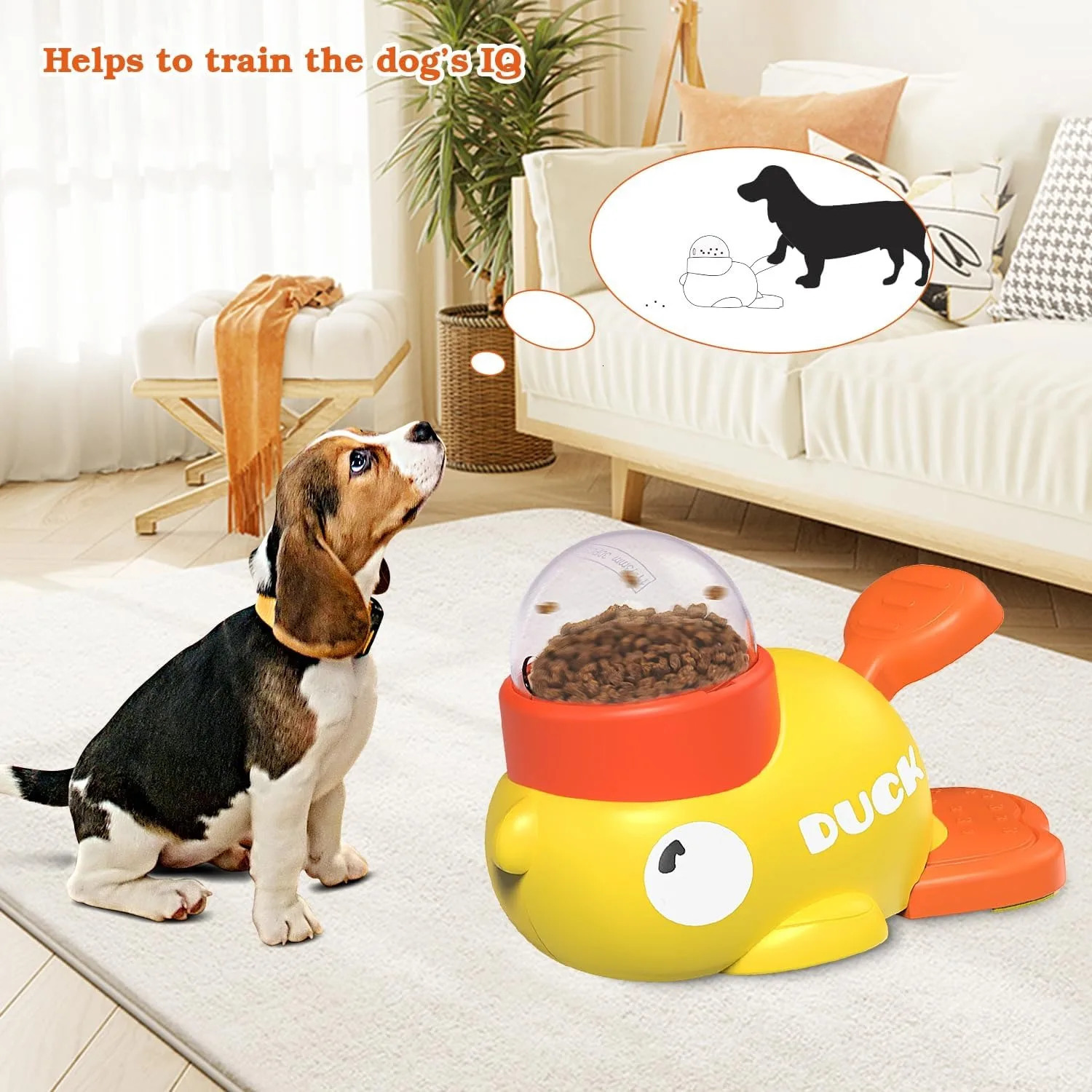 Dog Toys Interactive Treat Dispenser Toy Food Puzzle Slow Feeder Pet Cat Leaking Cute Yellow Duck Shape Supplies
