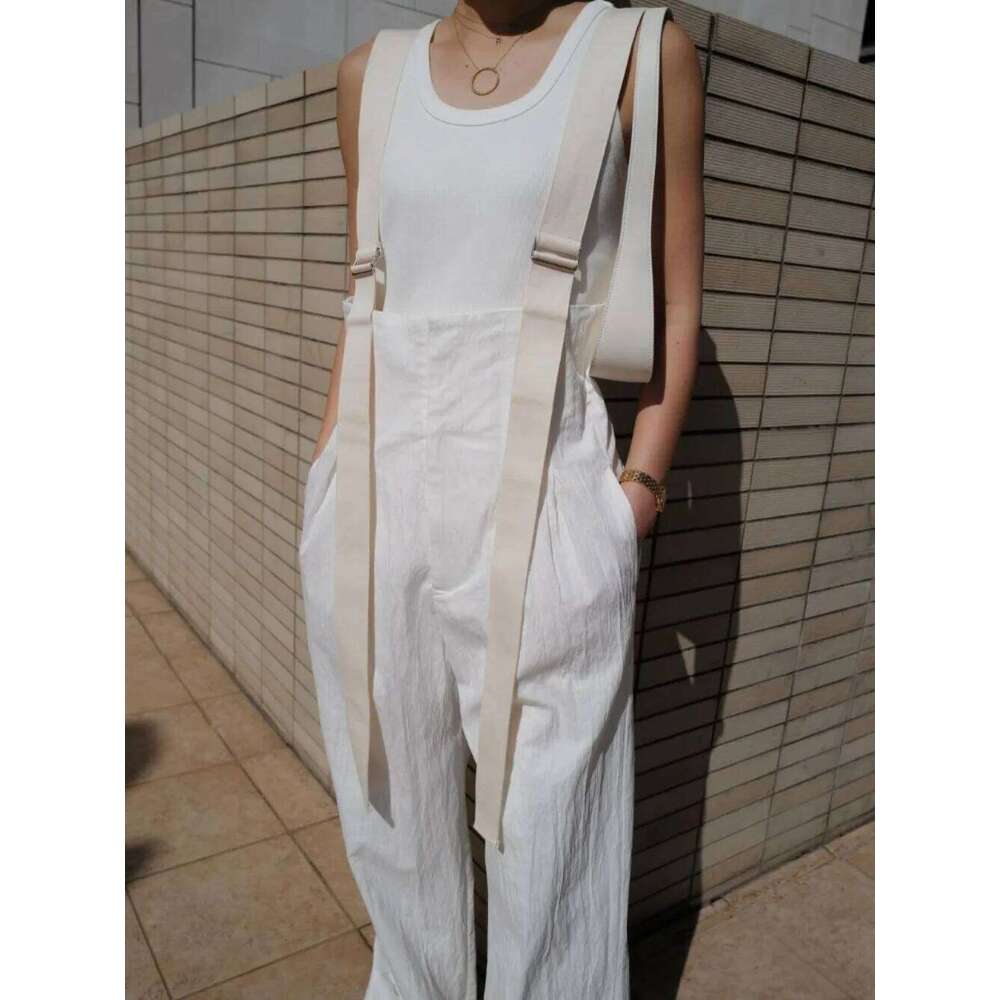 Kuzuwata Moda Loose Waist Slim Fit Casual Overall Elegant Lazy Mid-length Patchwork Jumpsuit Japan New Soft Sunscreen Bodysuit