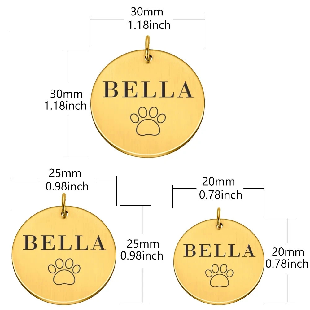 ID Tag Custom Name Anti-lost Engraved Record Tel Address Cat Puppy Personalized Paw Print Medal Pendant Pet Dog Collar Accessory 250729