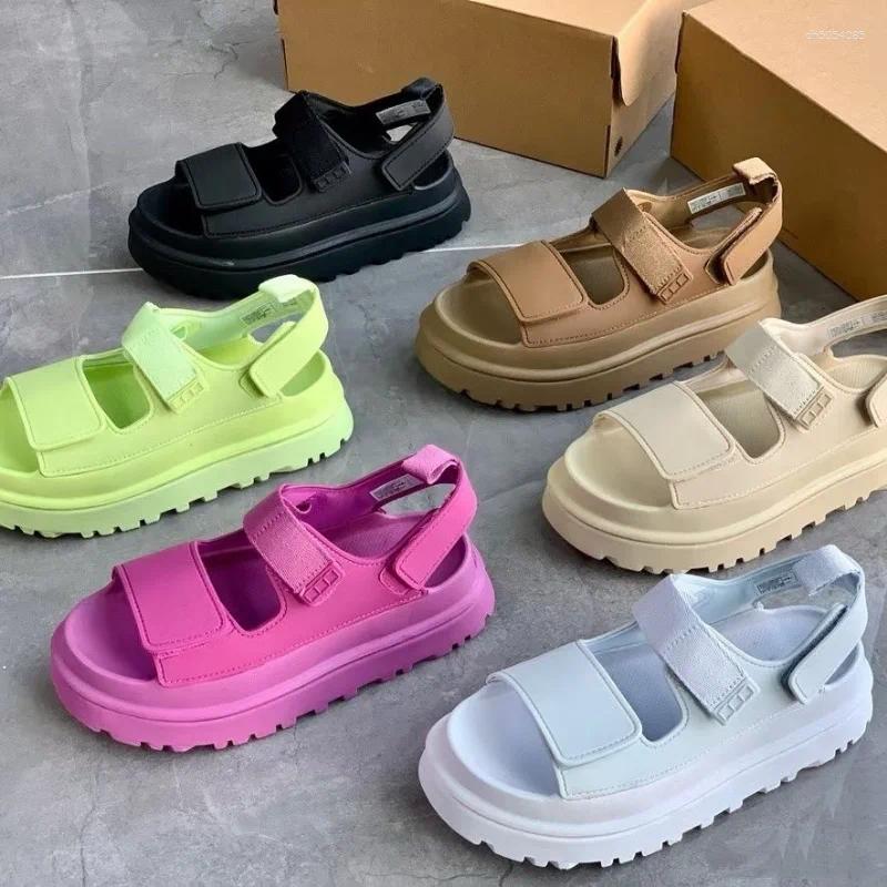 Sandals Brand Design Summer Thick-soled Casual Women Versatile Comfortable Open-toed Beach Shoes Solid Colorful Platform