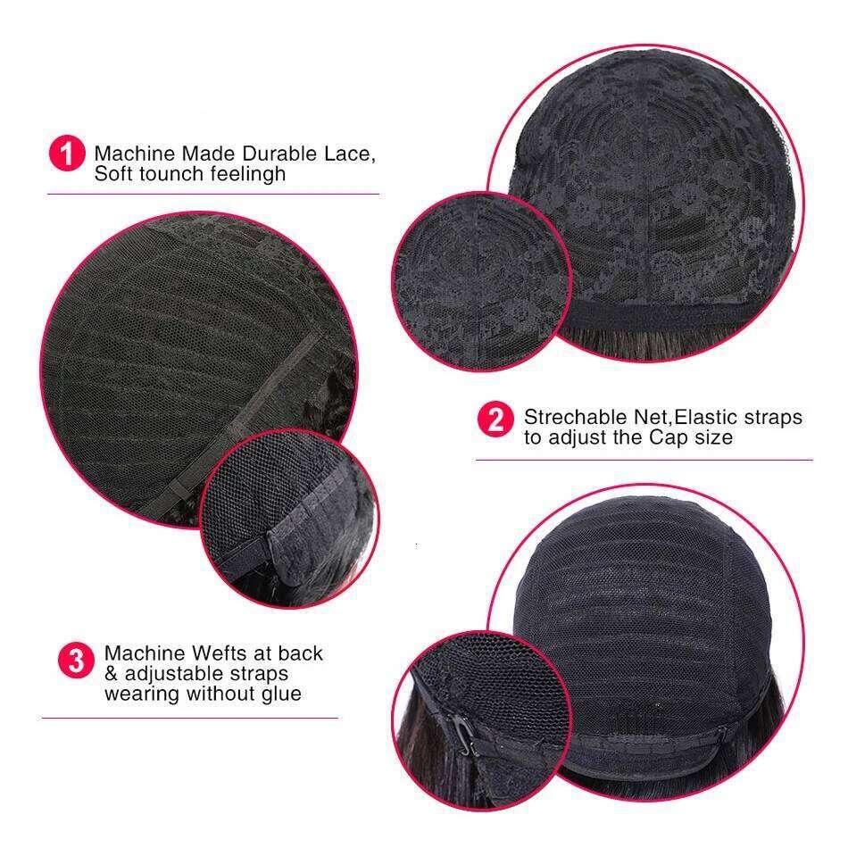 Brazilian Kinky Curly With Bangs Full hine Made Wigs Cheap Remy Human Hair Culry Glueless Wig For Women