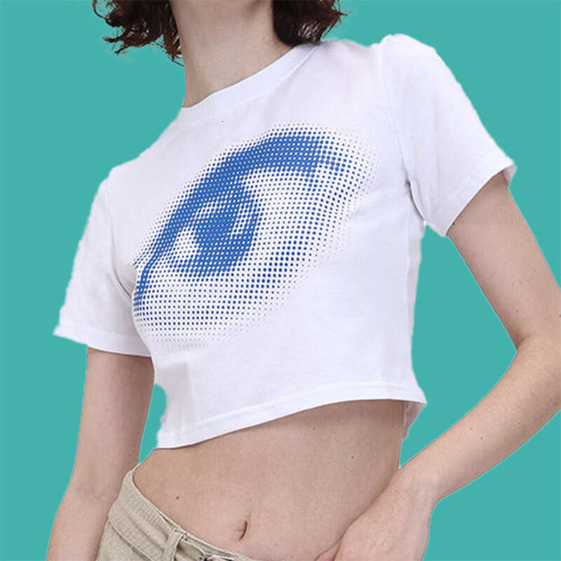 Designer T Shirt European And American Fashion Women's E-Girl Printed Harajuku Short Round Neck Short Sleeve T-Shirt Women's Top