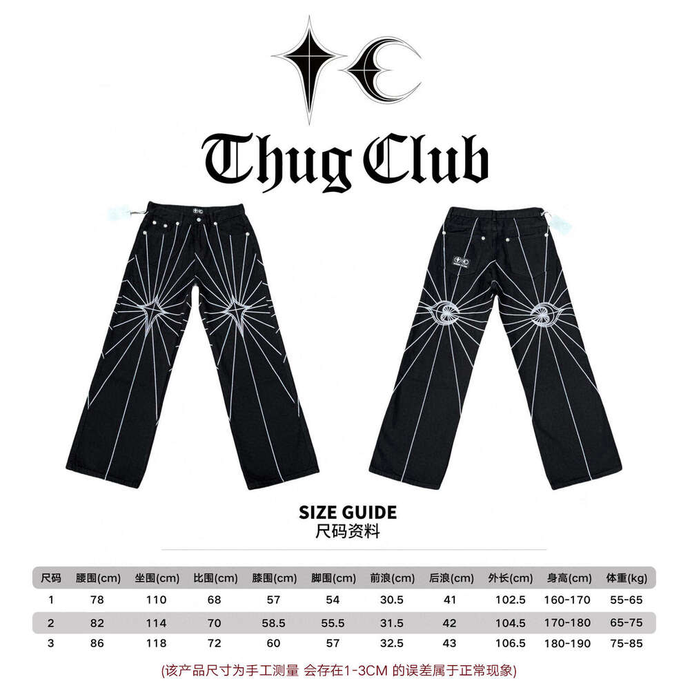 Complete Accessories ThugClub Combination Series Mid-Waist Loose Jeans Unisex Trendy Brand Casual Versatile