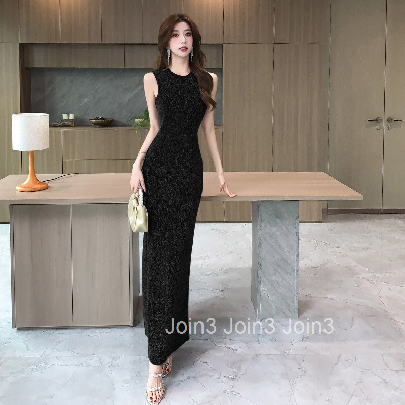 Summer New Shiny Tight Long Dress Bodycon Dress
