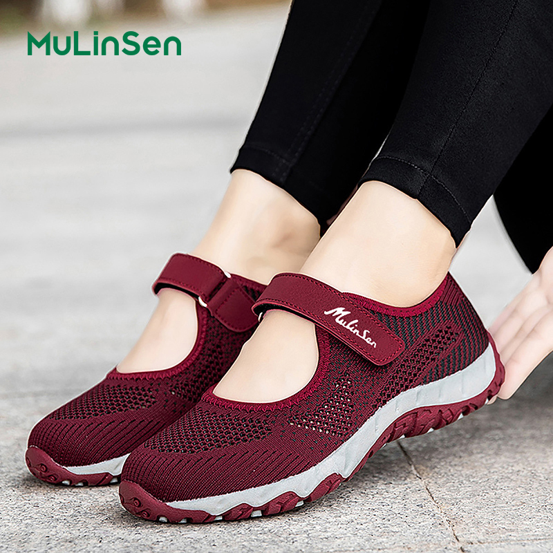 Mulinsen women's shoes 2025 new summer breathable mesh lightweight casual canvas shoes soft sole middle-aged elderly mother shoes