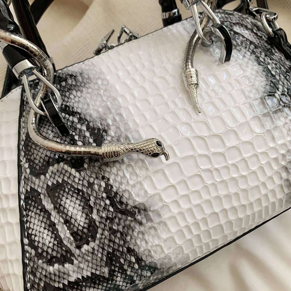 MOODS Designer Bags For Women Crocodile Pattern Top-handle Shell Bag With Snake Hardware Wild Shoulder Crossbody Handbags