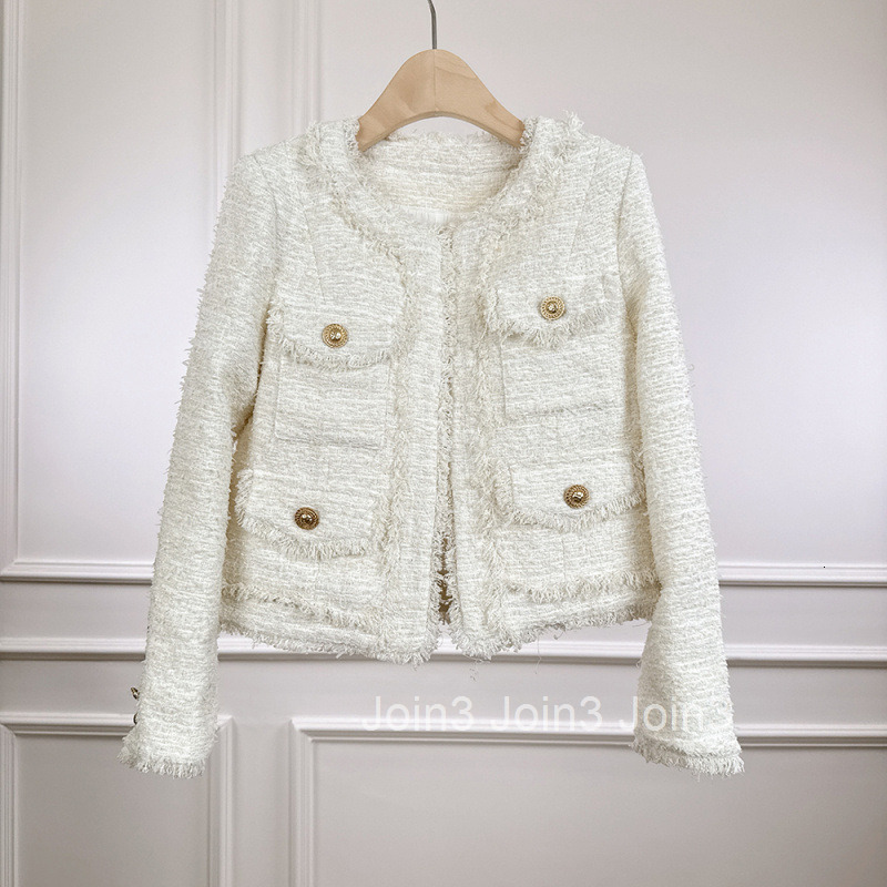 2025 Spring New French Style Short Long Sleeve Coat for Women Gentle Tweed Fringe Elegant Top for Women