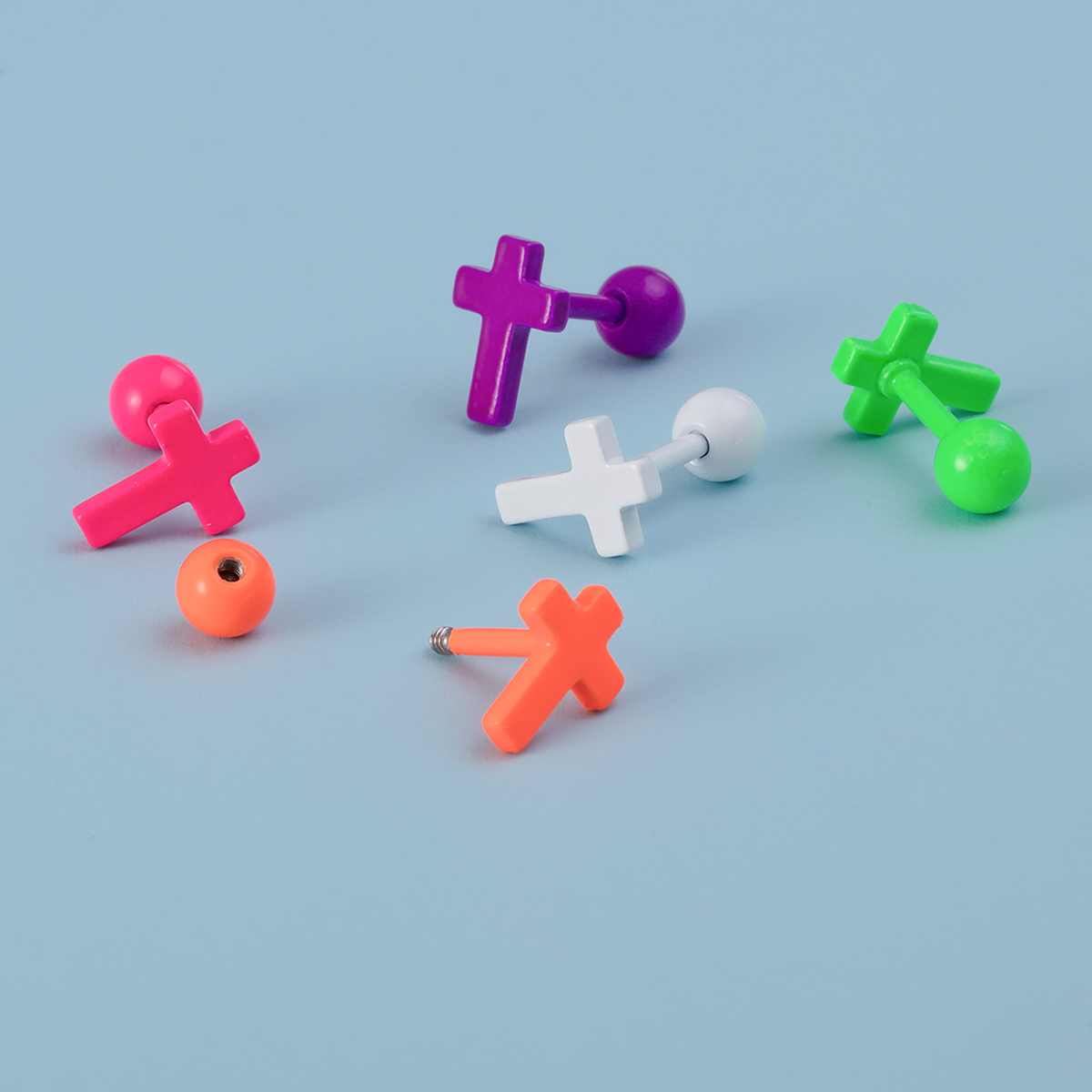 Baking paint stainless steel cross ear bone nail human piercing earring jewelry wholesale