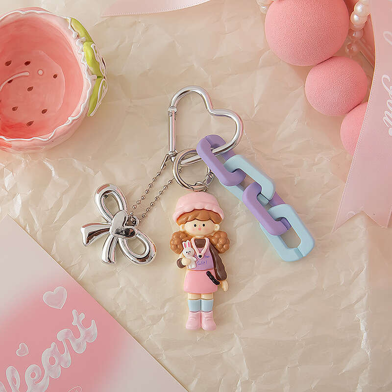 Cartoon Popcorn Miu Series Keychain Cute Bag Phone Chain Resin Doll Pendant Colorful Hanging Decoration