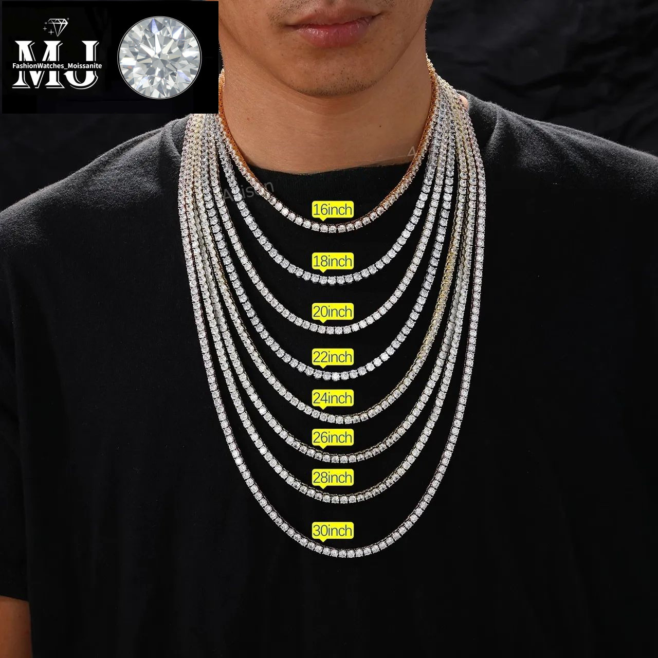 necklace fashion designer Pendant Necklaces Hip Hop Sier VVS Moissanite Dia Necklace moissanite tennis chain