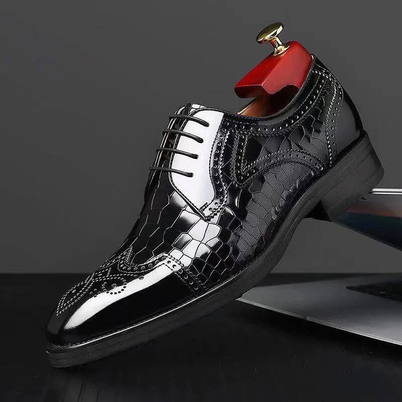 Men casual business oxford genuine leather formal men brogue shoes