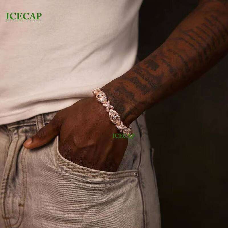 Hip Hop Jewelry Rose Gold Sterling Sier Colored VVS Moissanite Dia Chain Four Leaf Clover Infinity Link Bracelet
