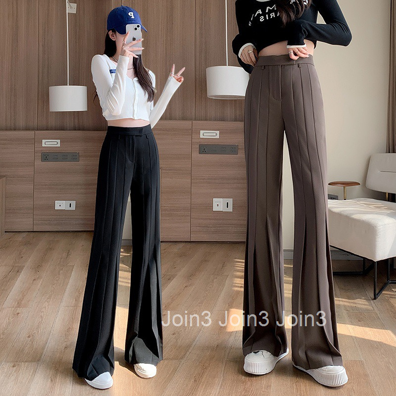 Fashionable Petite High-Waisted Wide-Leg Pants Spring and Autumn New Loose Flared Suit Floor-Length Pants Plus Size Womens Clothing Red Book