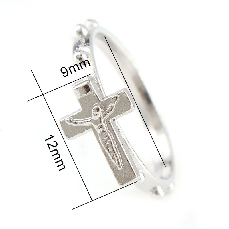 Cross Religious Ring Set 12PCS/pack Silver Color Catholic Wedding Ring Catholic Crucifix Ring Religious Wedding Jewelry Gifts 250729