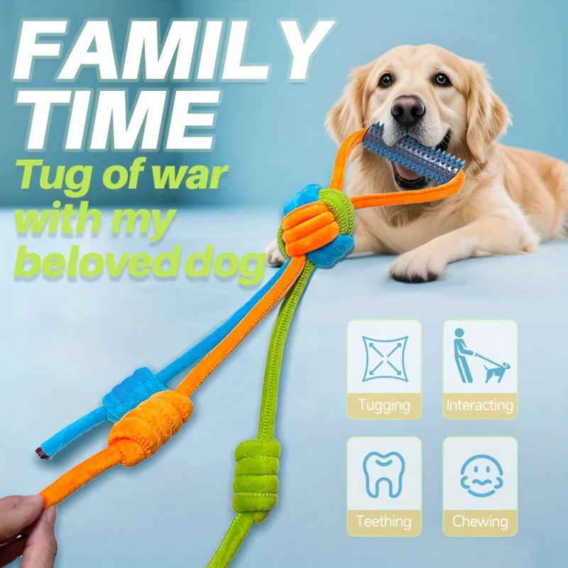 Dog Training Antitear Pulling Rope Toy Pet Plush Grinding Teeth Biteresistant Colorful Cleaning Interactive Toy 250729