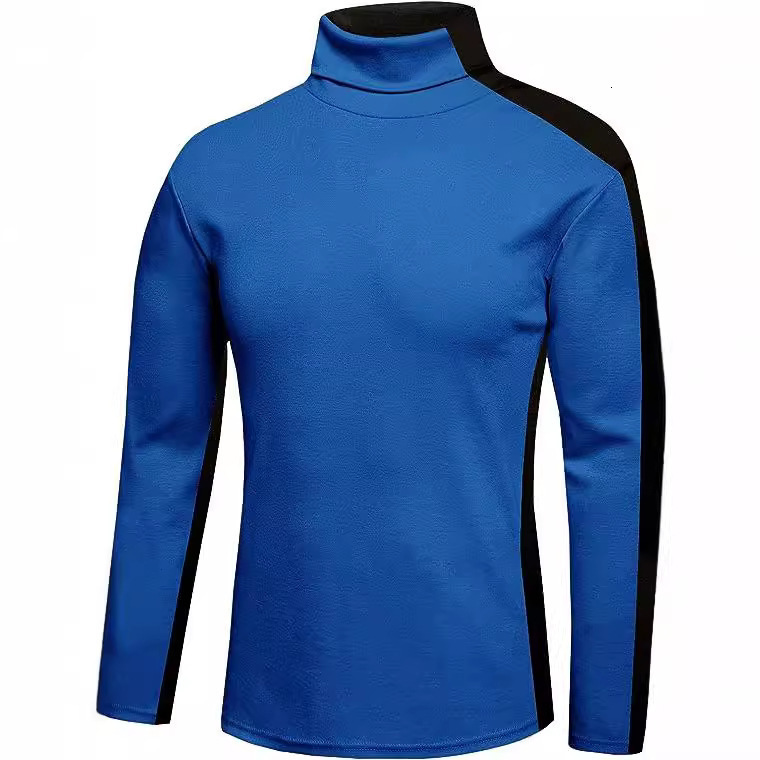 Men Fashion T Shirt Tees Slim Tops Male Stretch Tshirt Turtleneck Long Sleeve Tee Shirts High Collar Mens Cotton Tees 201116