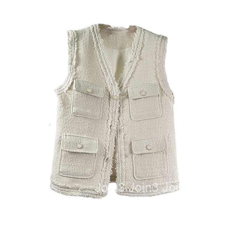 Korean Fashion Elegant Vest Jacket for Women Autumn Winter New Tweed Vest with Tassels Trendy Style