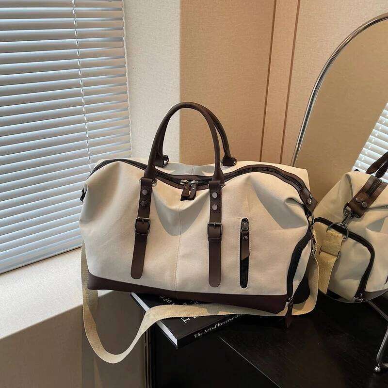 New Canvas Tote Men's Fashion Trendy Large Capacity Short-distance Travel Shoulder Lage Bag