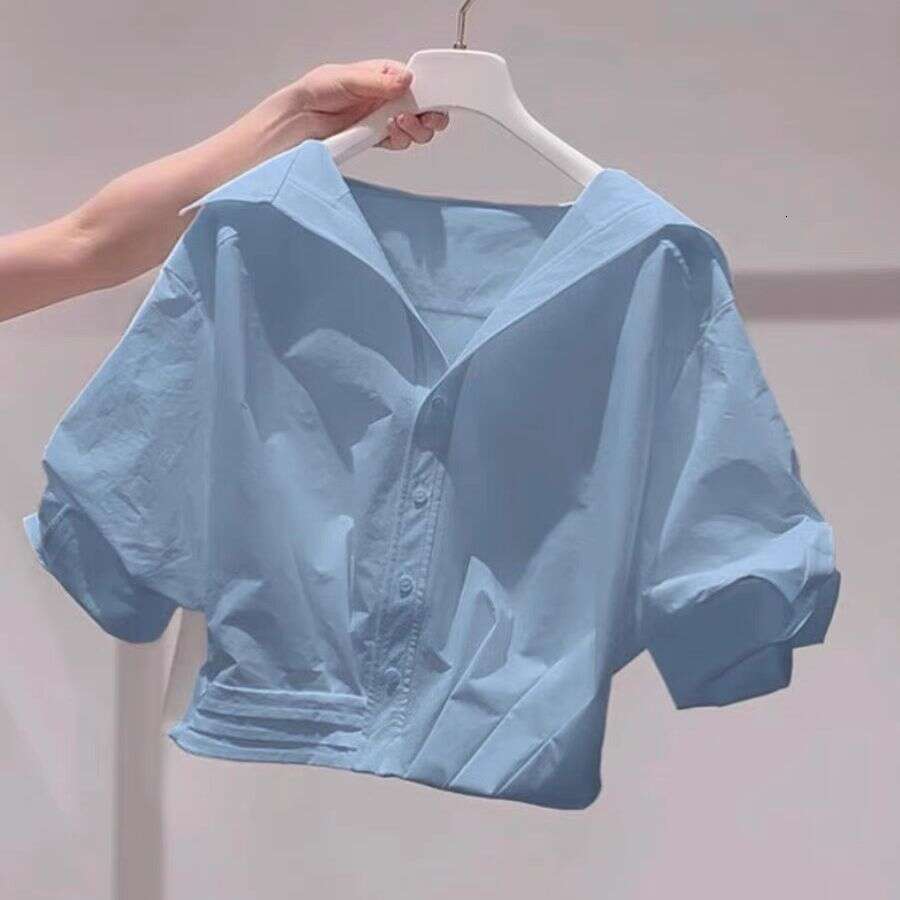 sxzy French Style White Off-Shoulder Sleeve Shirt for Women Summer Blouse with High-End Feel Puff Sleeves Petite Short Top