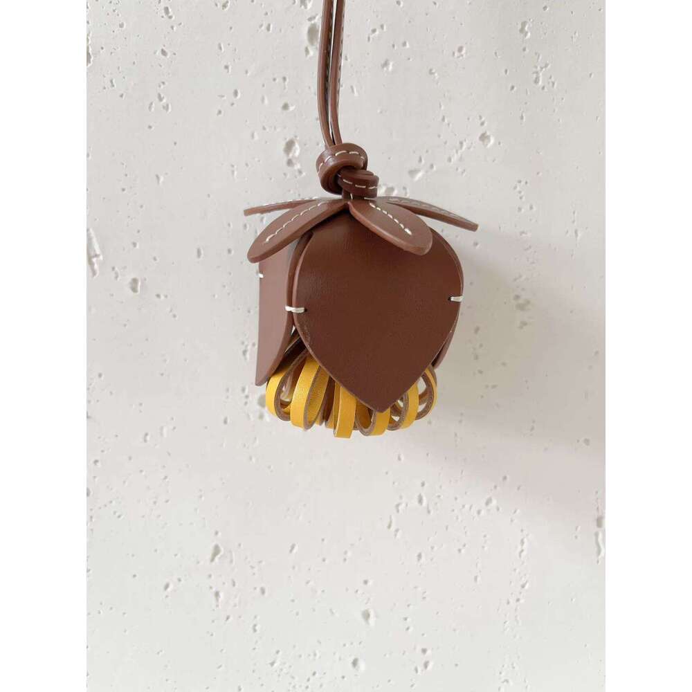 Miu Style Genuine Leather Handmade Bud Flower Bag Alternative Car Pendant Keychain