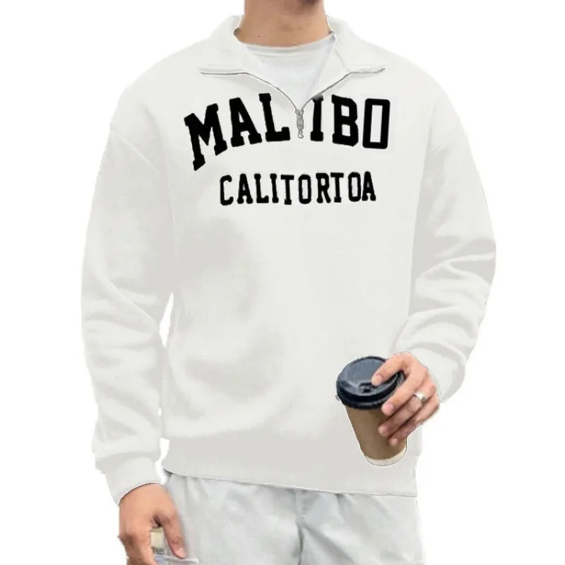 Sweatwear Mens Thicker Sweatshirts Half Zipper Pullovers Hoodie Man Autumn Solid Color Printing Turtleneck Sweaters Warm Tops 250729