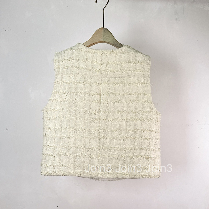 Summer New Style Socialite Elegant V-Neck Tweed Vest High-End French Short Vest Women