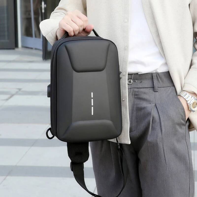 Waterproof Crossbody Fashion Anti-theft Combination Lock Chest Packs With USB Charging Port Travel Storage Shoulder Bag Male high-quality