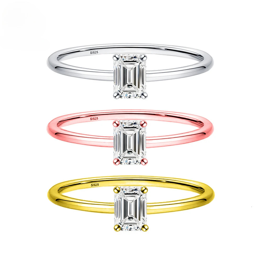 Simple Fine Rea D Color Diamond Ring 925 Sterling Silver Party Wedding Band Rings for Women Engagement Jewelry 250729