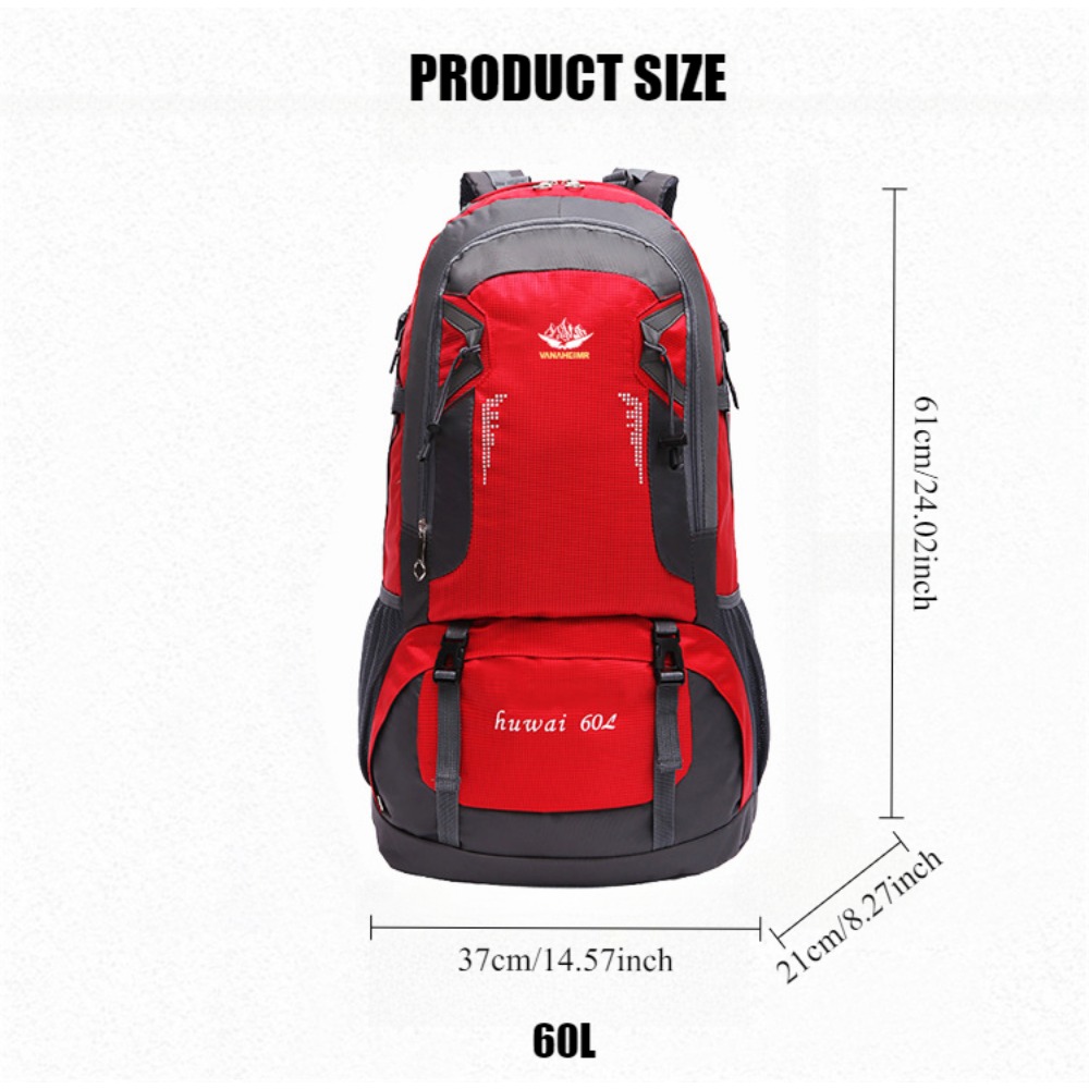 60L Large Capacity Travel Bag Outdoor Backpack Waterproof Camping Backpack Long Distance Hiking Sports Backpack Wear-resistant