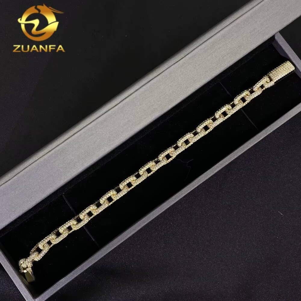 Fine Jewelry Pass Diamond Tester Hip Hop Iced Out 8mm VVS Moissanite Diamond Franco Infinity Link Chain Necklace