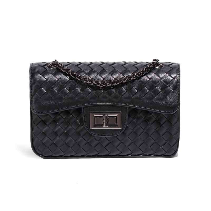 Women Spring Summer New Woven Small Square Fashion Simple Style Chain Textured Trendy Versatile Single Shoulder Crossbody Envolope Bag