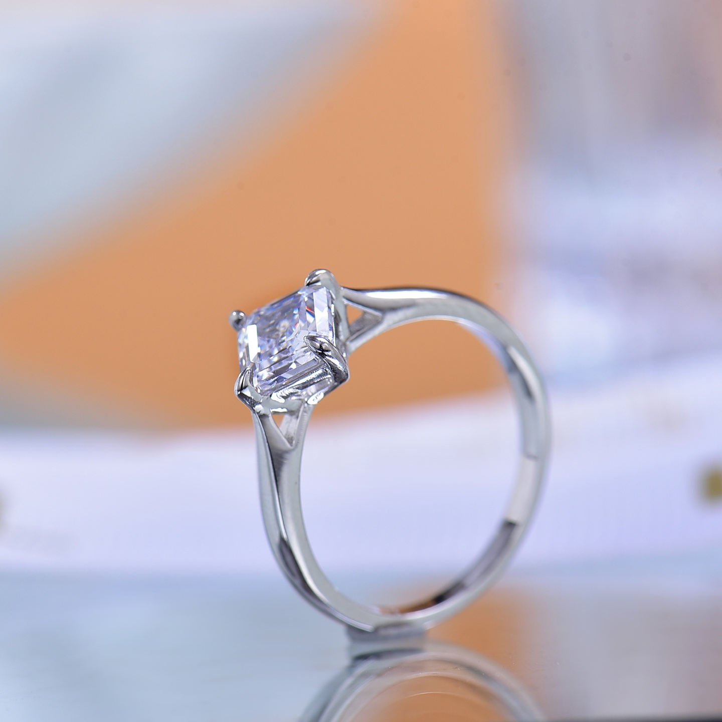 Bare - band Asscher - cut Moissanite Ring - Exquisitely Sparkling Gem Jewelry, Epitome of Elegance