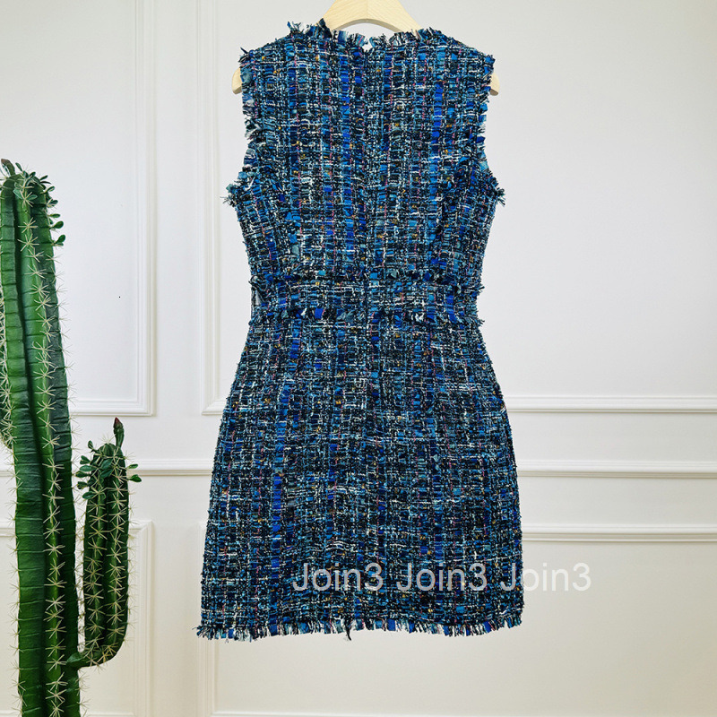 Autumn Winter New French Style Elegant High J-Sense Tweed Woven Base Sleeveless Vest Dress Short Skirt