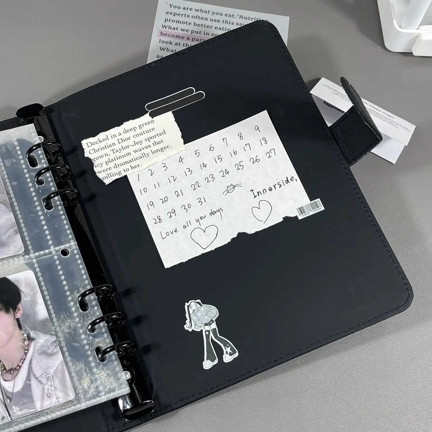 IFFVGX Black A5 Kpop Idol Binder Photocard Holder PU Photo Album Photocards Collect Book Card Storage Kaii Stationery Photocard Supplies Z250729