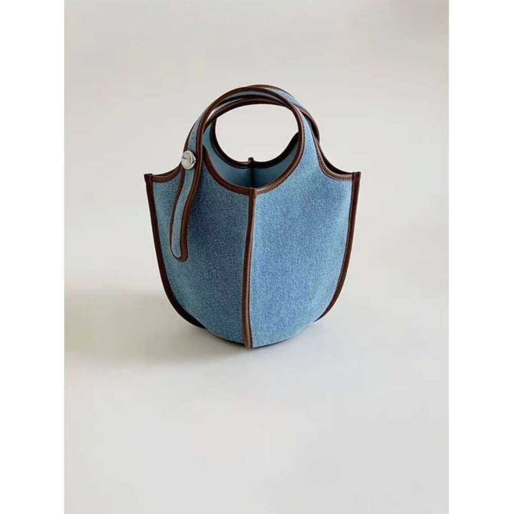 Denim Fruit Basket Bucket Small Women's 2024 New Summer Niche Designer Canvas Tote Bag