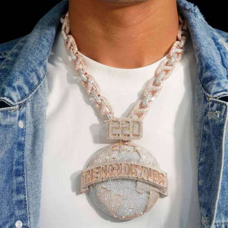 Iced Charm Moissanite Chain Hip Hop Pendant Men's Fashion Accessories