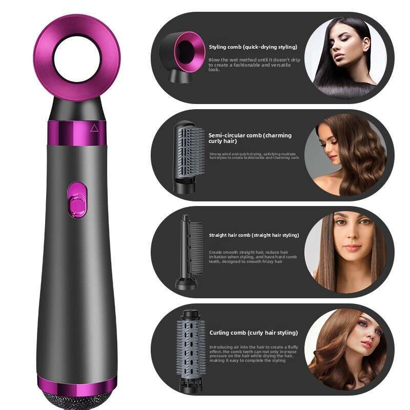 5-In-1 Wet And Dry Hair Dryer Hot Air Comb Curling Straightening Perming 220V 110V US EU UK Standard