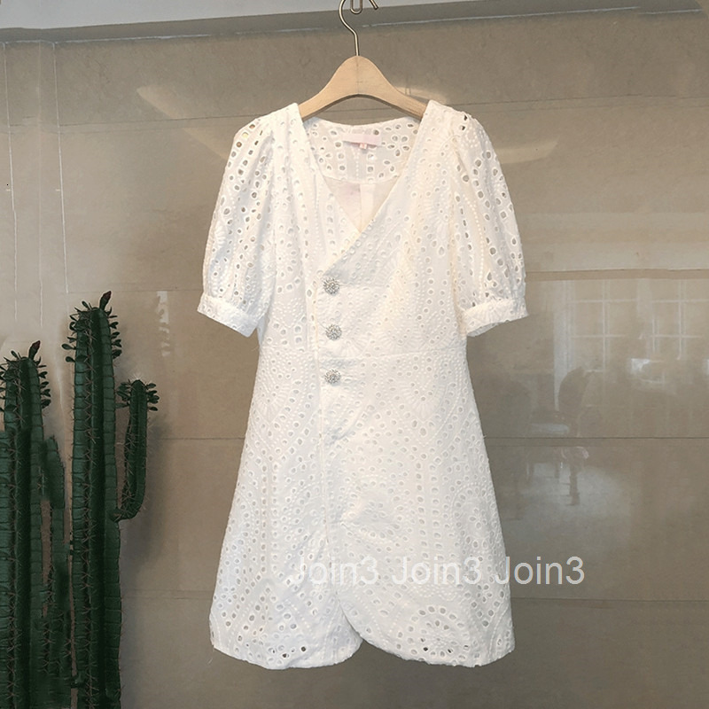 Little Fragrance Milk Dress Summer New French Style Elegant Lace Slim Fit Slimming V-neck Midi Dress Womens