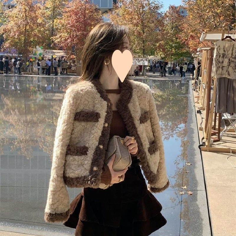 New design 2025 Spring New lambskin Coat for Women Korean style, fashionable, casual, loose, versatile and stylish short top for outerwear free shippi
