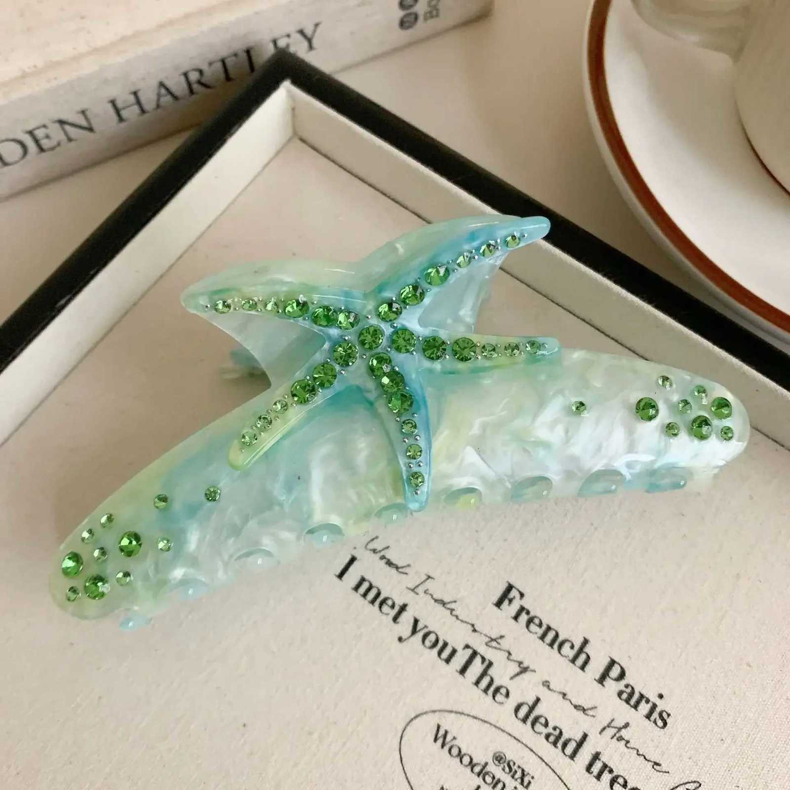 1 Starfish Hair Claw for Women Rhinestone Acetate Claw Clip Vacation Jewelry Hair Clip Trendy Claw Clips Hair Accessories Z250729